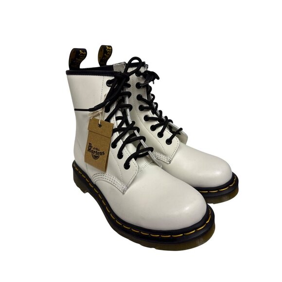 Dr Martens 1460 Women's Boots Patent Smooth Leather Combat White Size 7 NEW SPOT - Picture 7 of 11